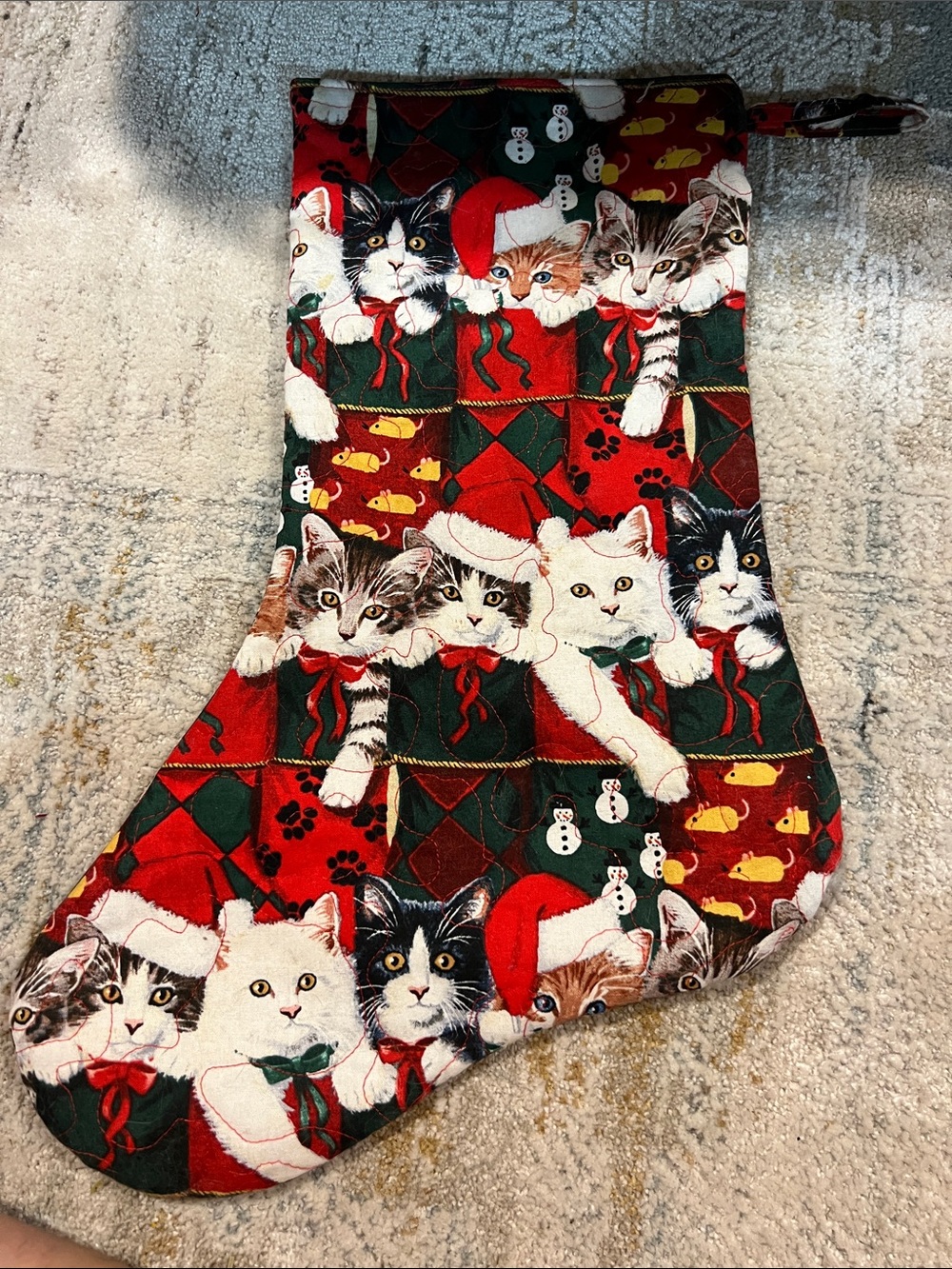 Festive Cat Christmas Stocking - Holiday Pet Design cats handmade z94